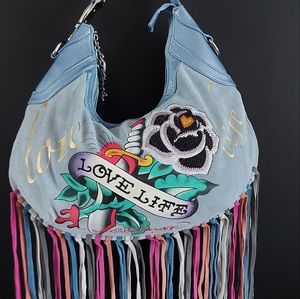 Ed hardy suede purse